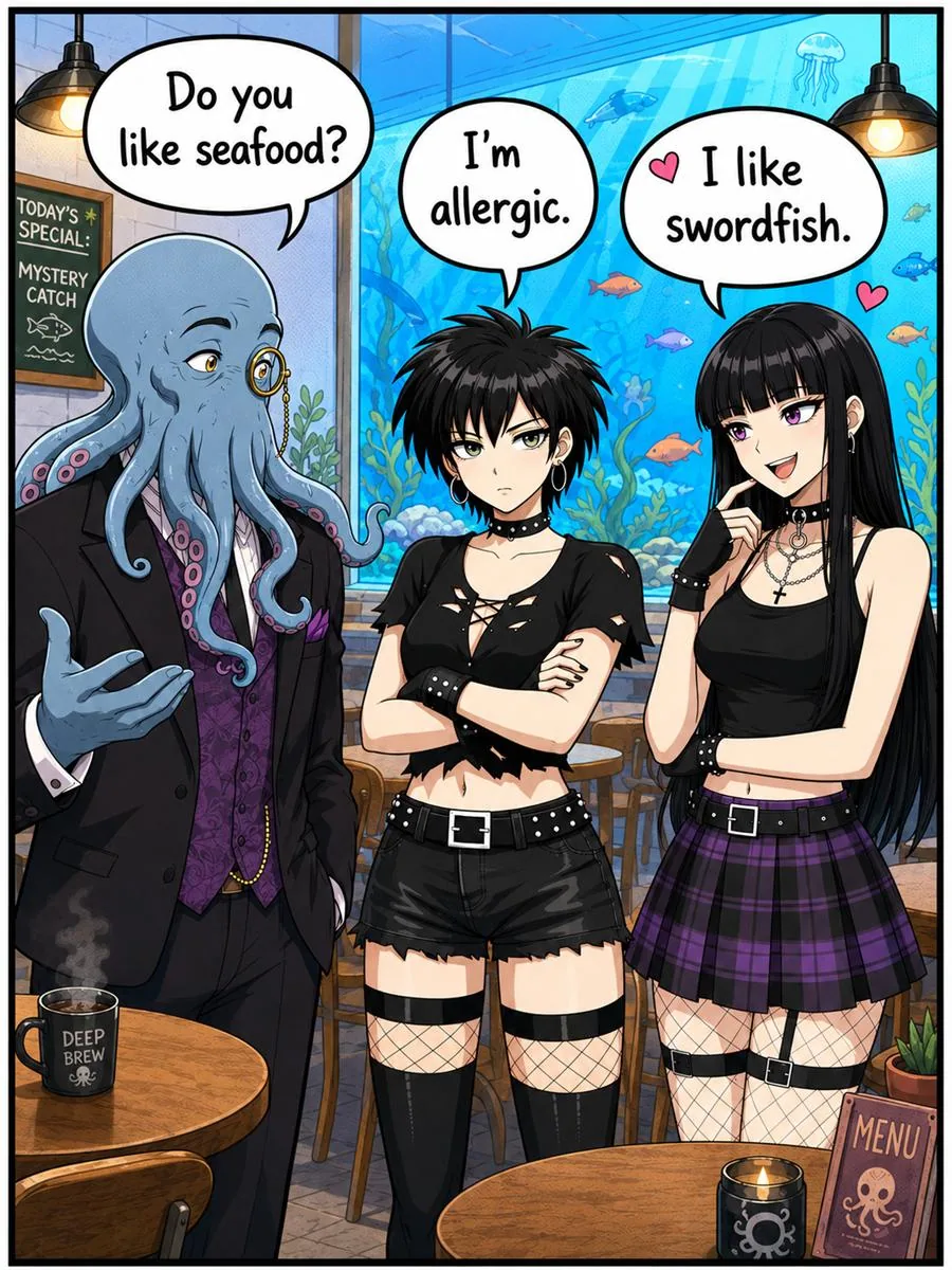 Seafood comic artwork from Mall Goth Massacre